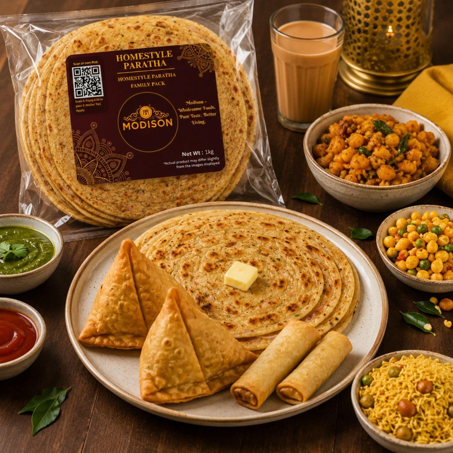 MODISON Homestyle Paratha Traditional Indian Flatbread Frozen 1kg by Modison, view 6