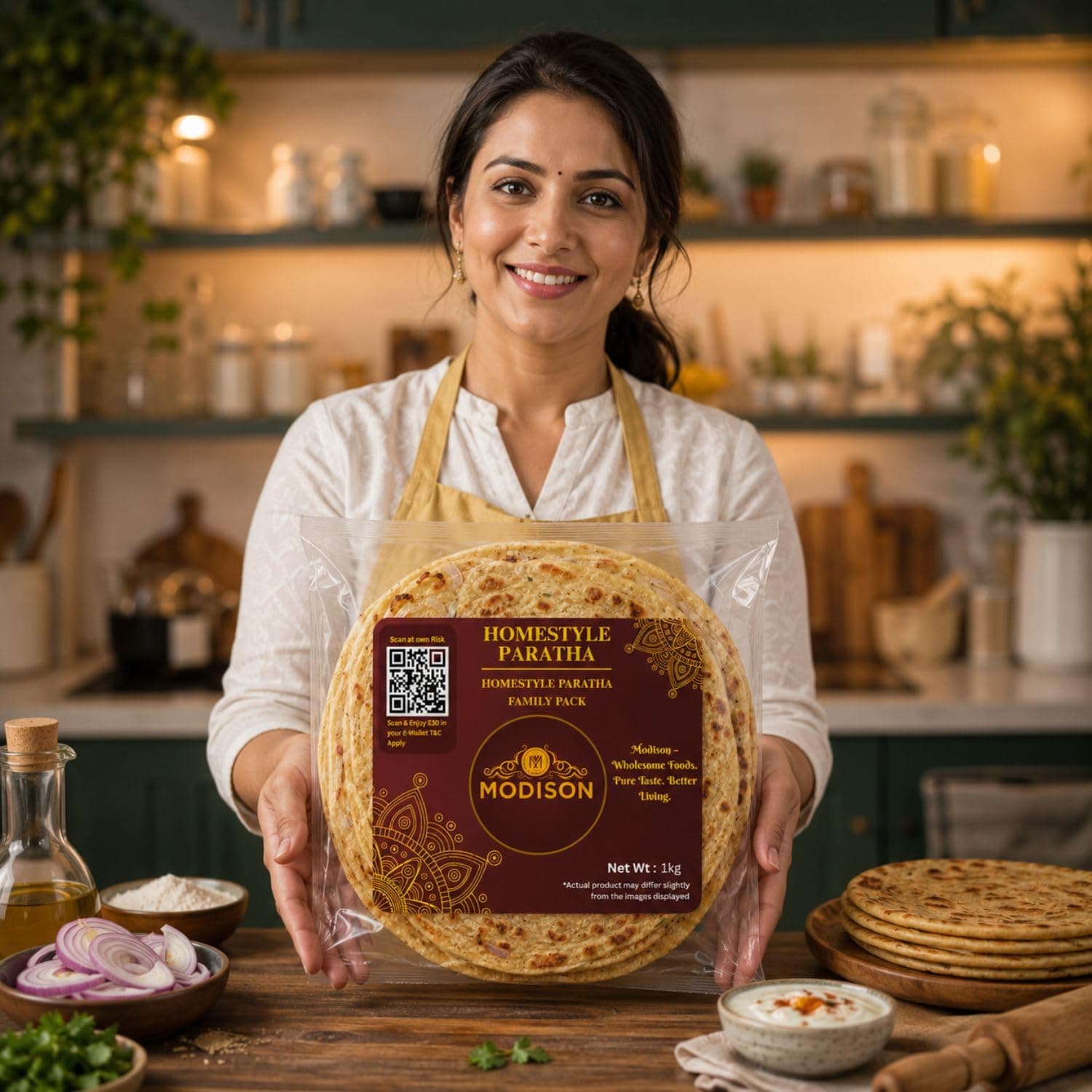 MODISON Homestyle Paratha Traditional Indian Flatbread Frozen 1kg by Modison, view 7