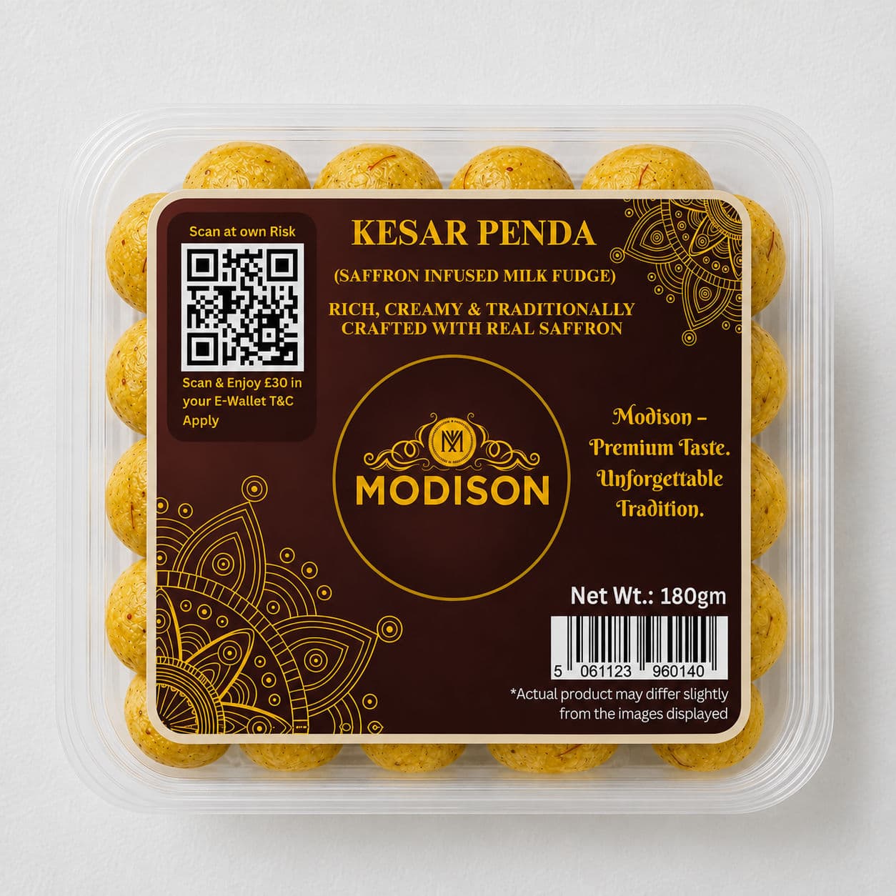 MODISON Kesar Penda Indian Sweets Saffron Milk Mithai 180g