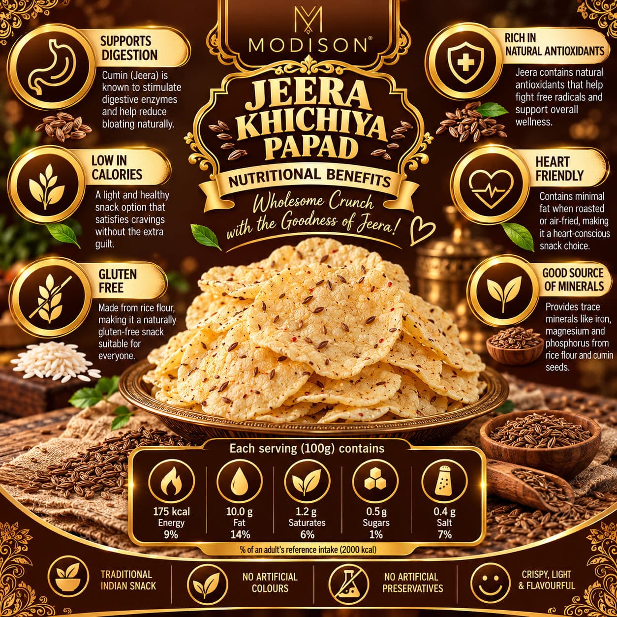 MODISON KHICHIYA PAPODDAMS JEERA (CUMIN) product image 3