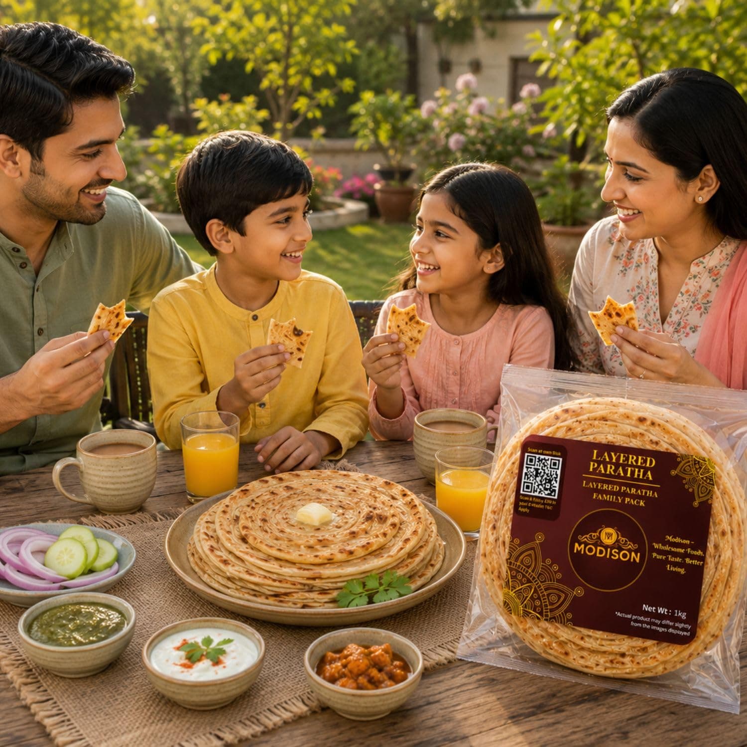 MODISON Layered Paratha Family Pack Frozen Indian Flatbread 1kg by Modison, view 3