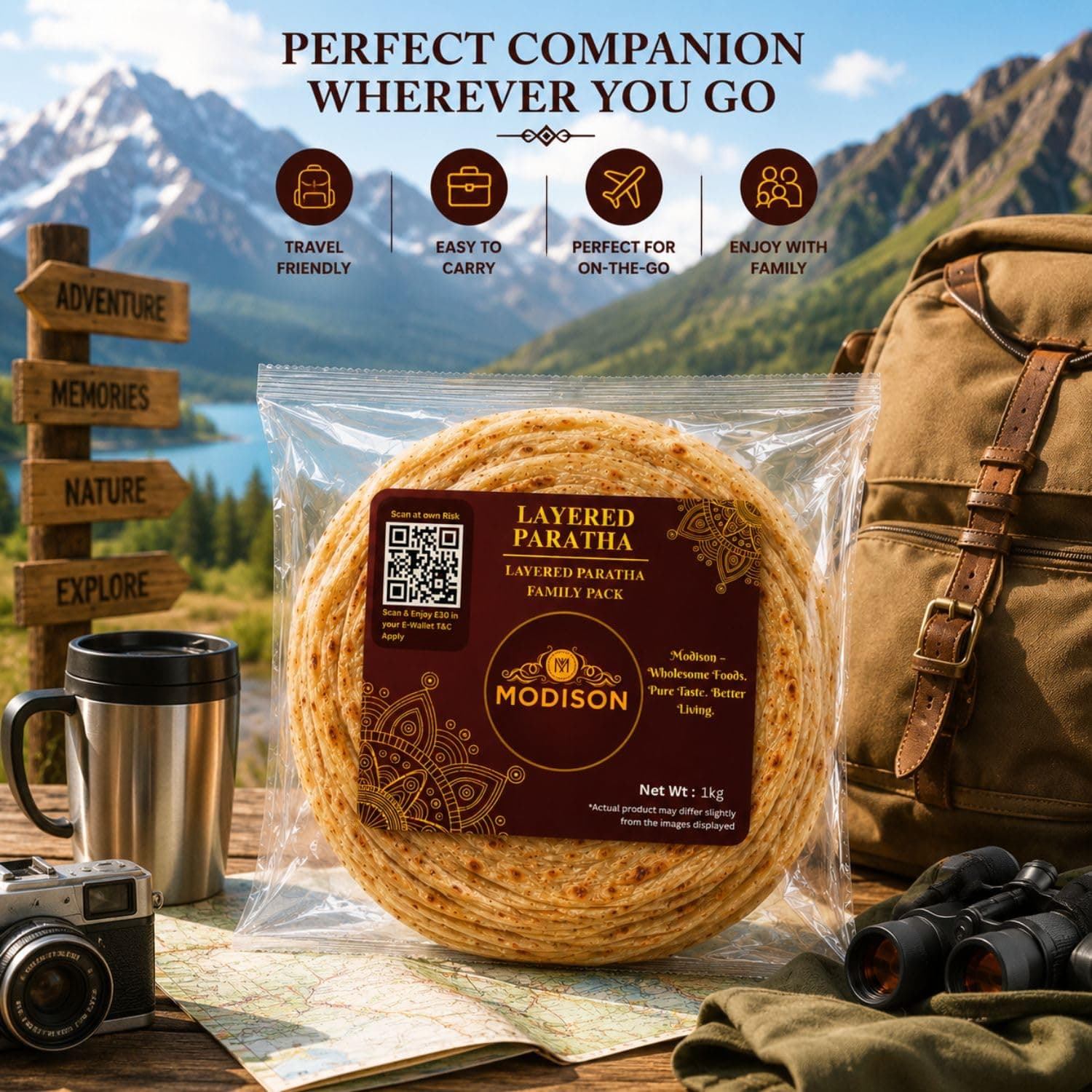 MODISON Layered Paratha Family Pack Frozen Indian Flatbread 1kg by Modison, view 4