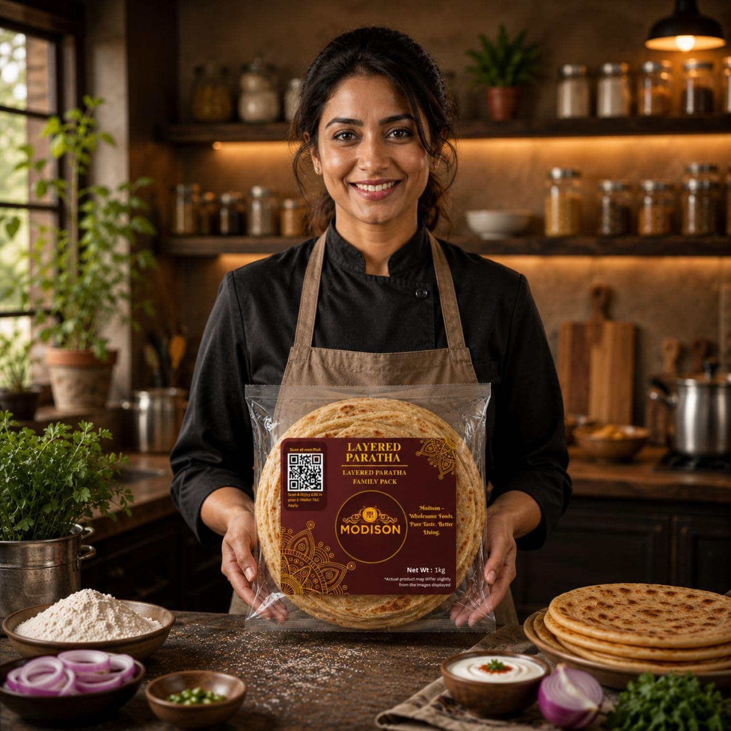 MODISON Layered Paratha Family Pack Frozen Indian Flatbread 1kg by Modison, view 5