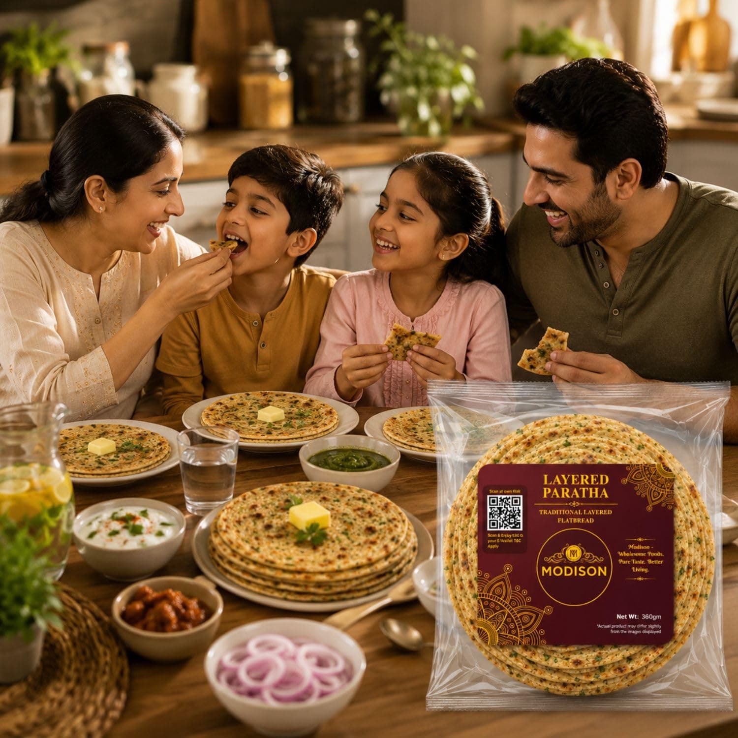 MODISON Layered Paratha Traditional Indian Flatbread Frozen 360g by Modison, view 6