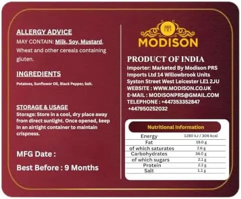 MODISON LONG BLACK PEPPER WAFER INDIAN SNACKS CRISPY KELA product image 3