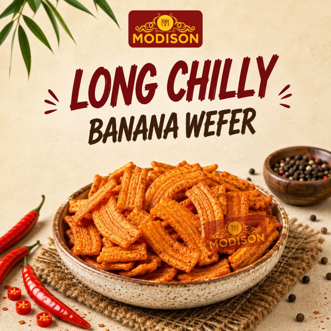 MODISON LONG CHILLI BANANA WAFER INDIAN SNACKS SPICY KELA