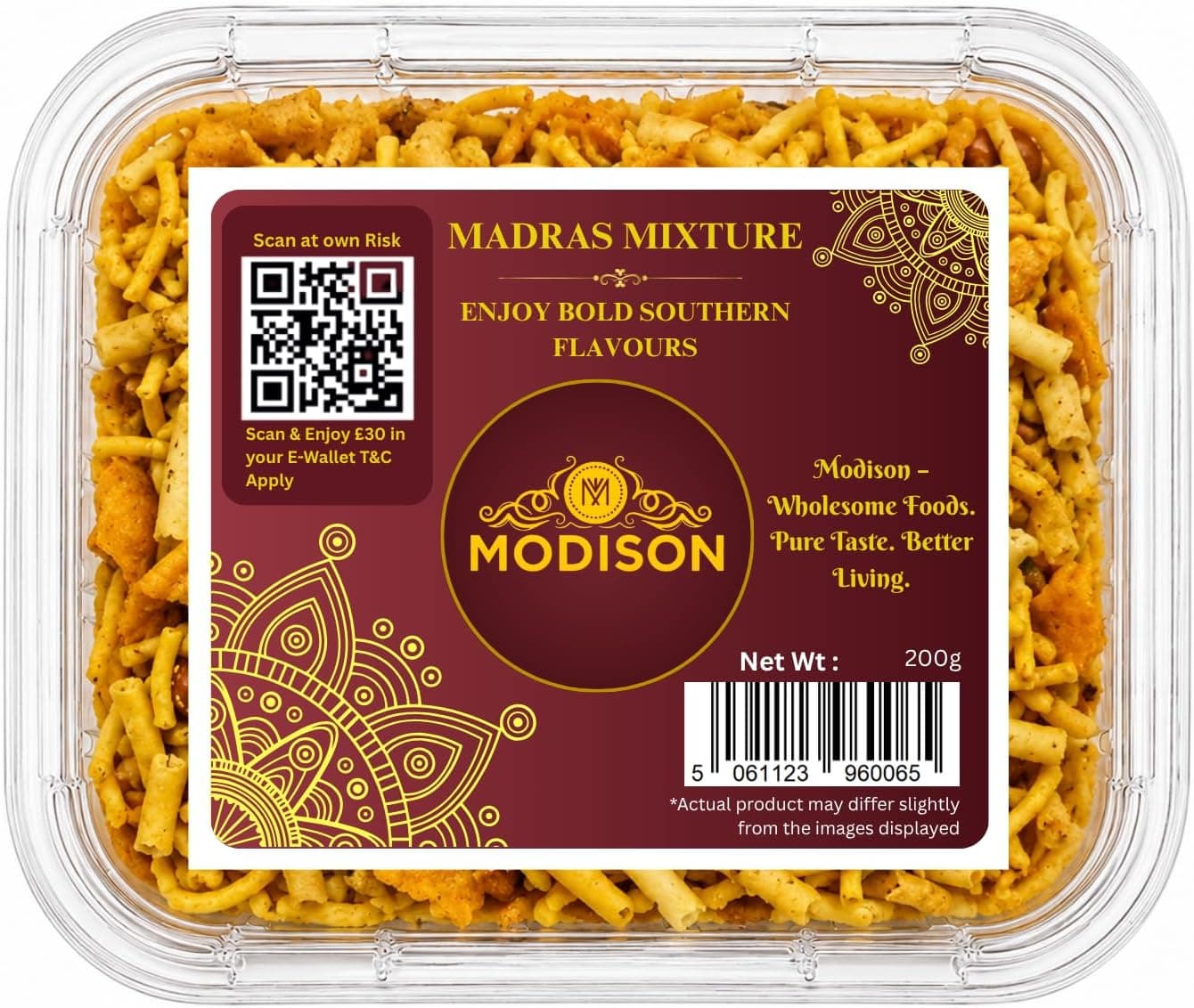 MODISON Madras Mixture Indian Namkeen Snack Spicy Savoury 200g by Modison, view 1