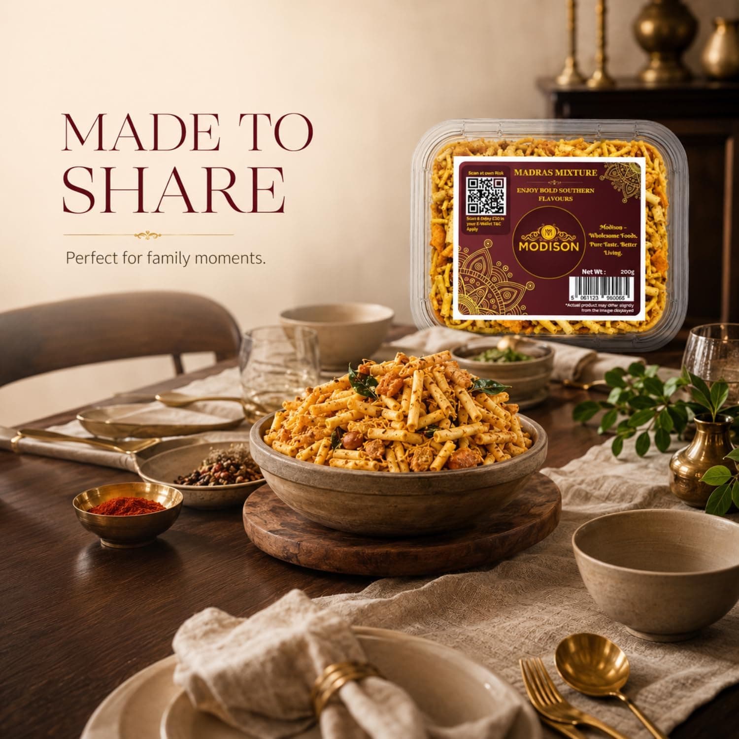 MODISON Madras Mixture Indian Namkeen Snack Spicy Savoury 200g by Modison, view 4