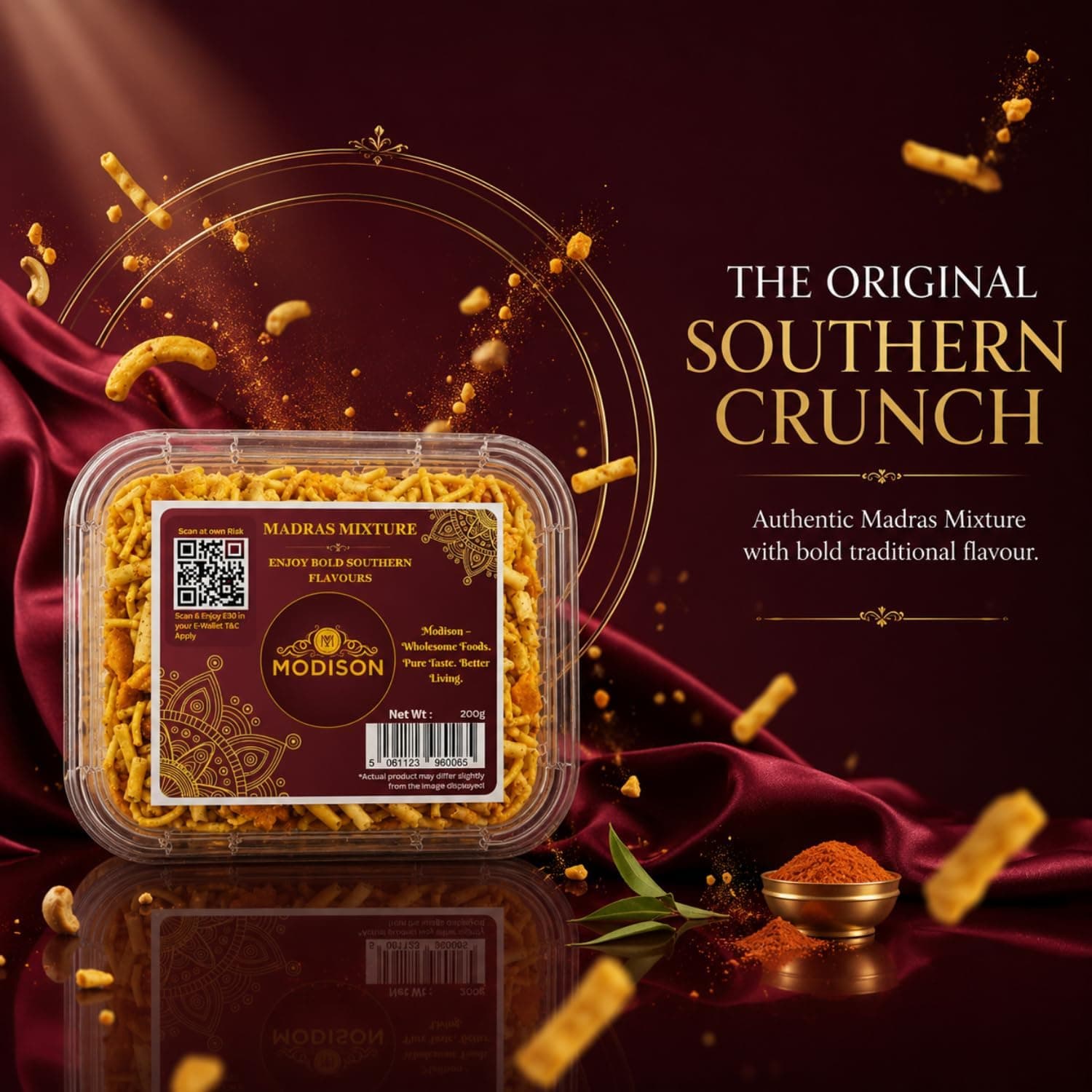 MODISON Madras Mixture Indian Namkeen Snack Spicy Savoury 200g by Modison, view 7