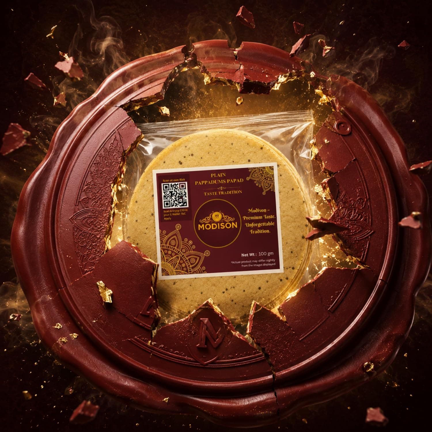 MODISON Madras Plain Pappadoms Indian Papad Crispy Wafer 300g by Modison, view 3