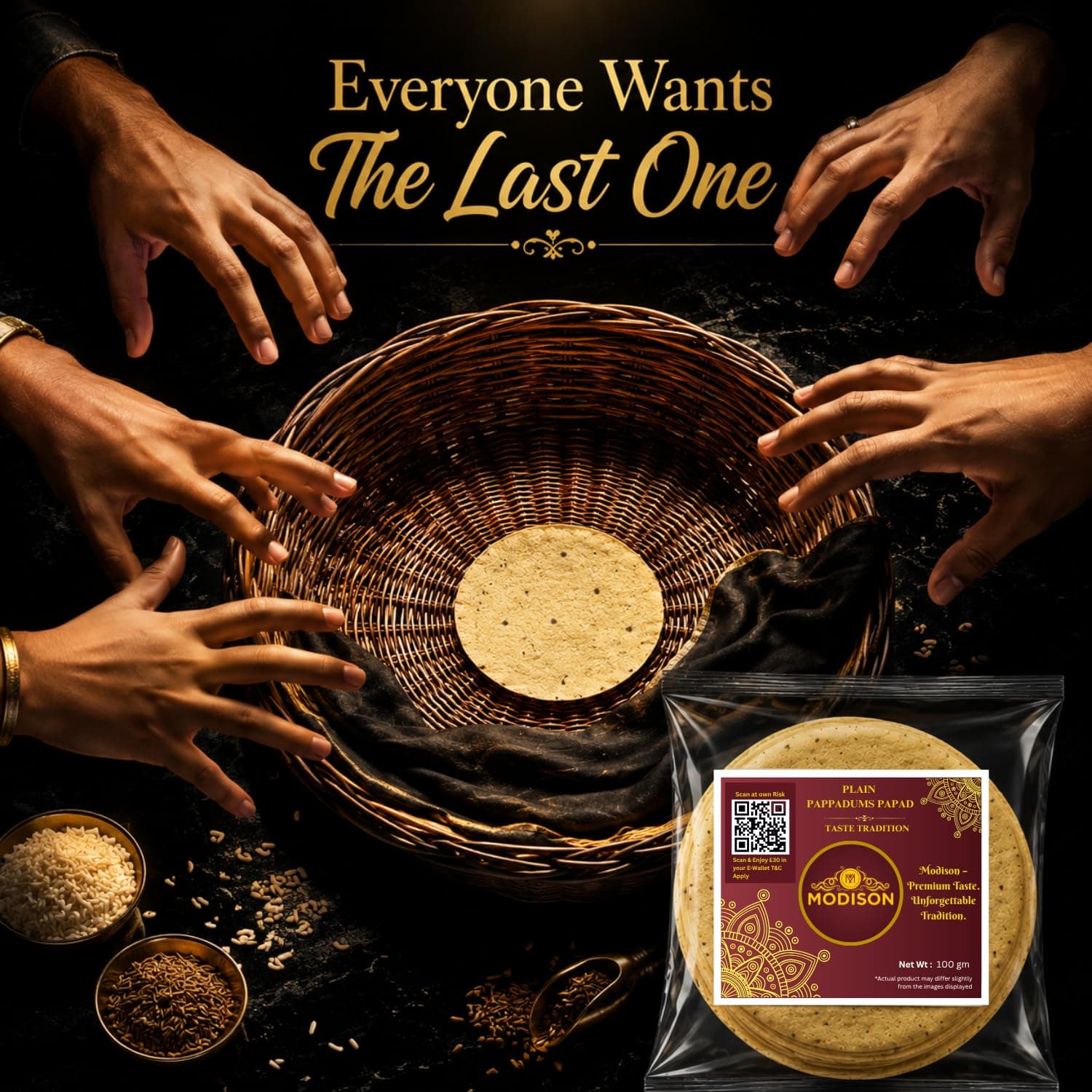 MODISON Madras Plain Pappadoms Indian Papad Crispy Wafer 300g by Modison, view 8