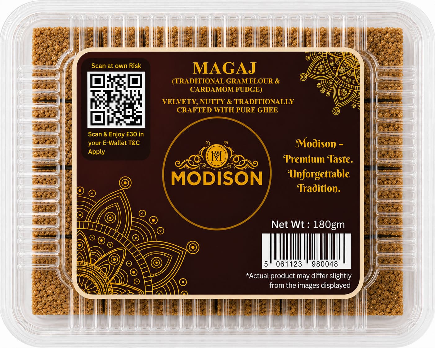 MODISON Magaj Indian Sweets Gram Flour Mithai 180g