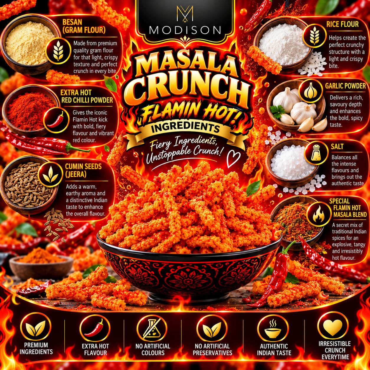 MODISON MASALA CRUNCH FLAMIN HOT!! product image 2