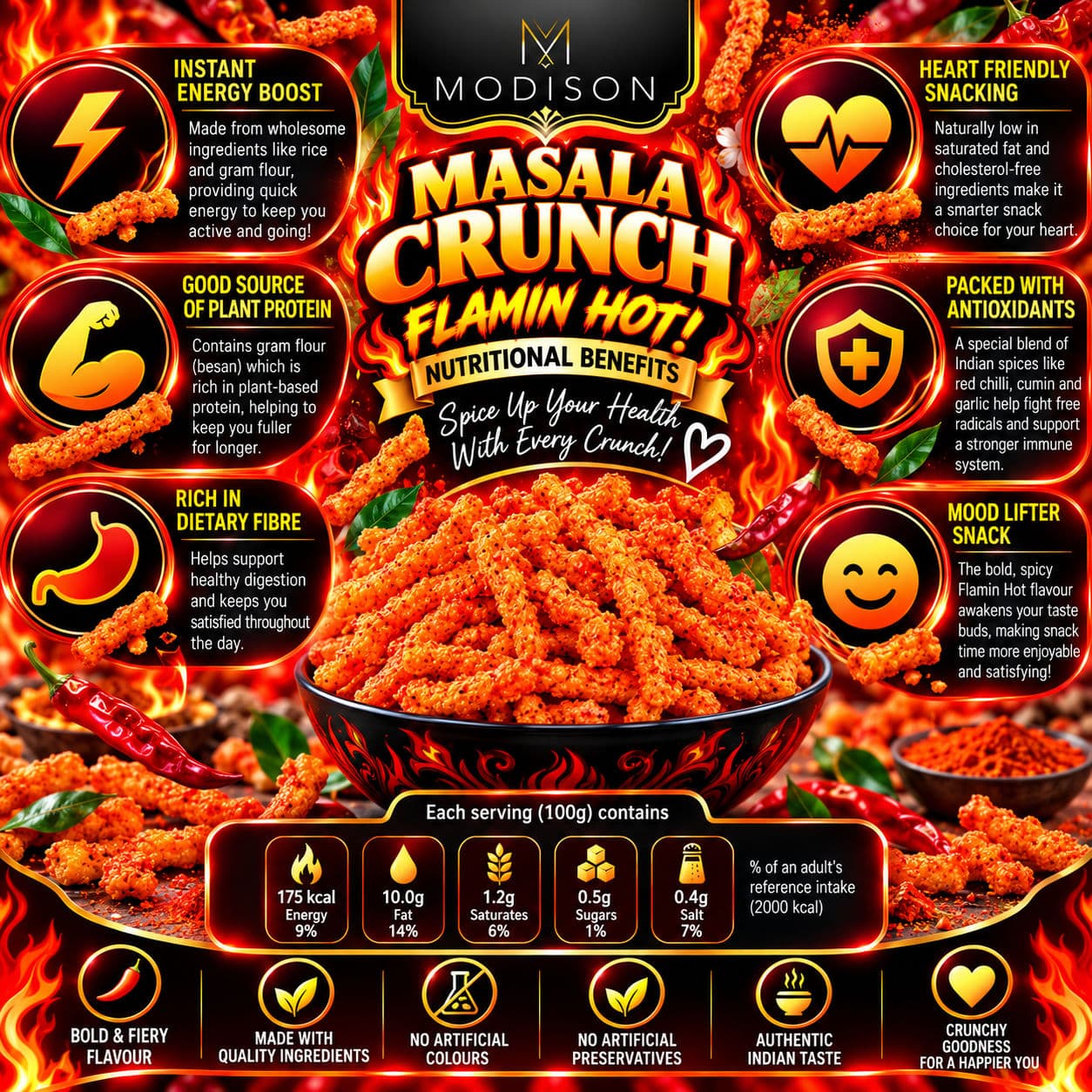 MODISON MASALA CRUNCH FLAMIN HOT!! product image 3