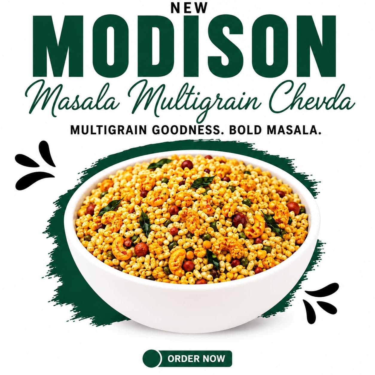 MODISON Masala Multigrain Chevda Indian Namkeen Roasted Mix 180g