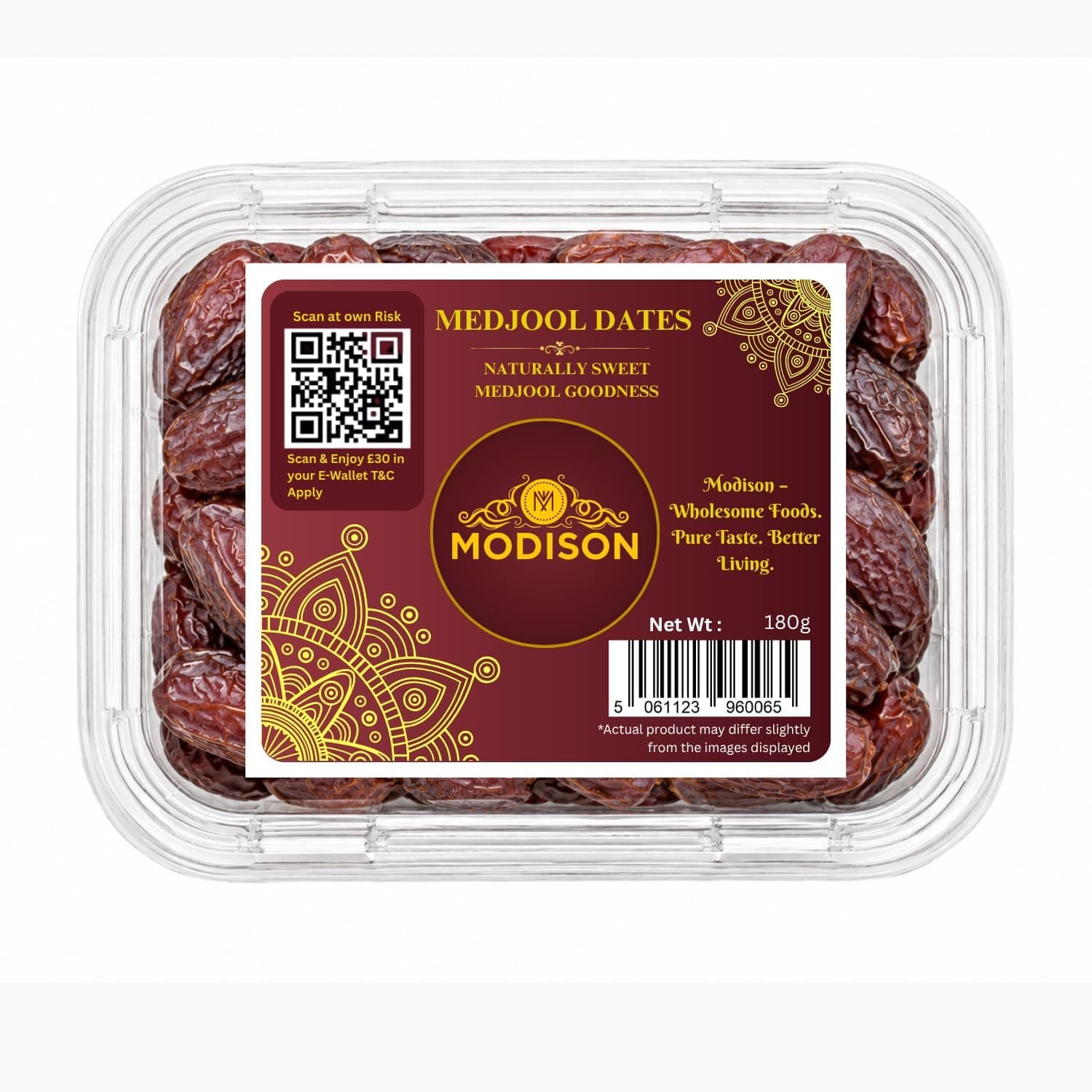 MODISON Medjool Dates Indian Dry Fruit Jumbo Khajoor Natural 180g by Modison, view 1