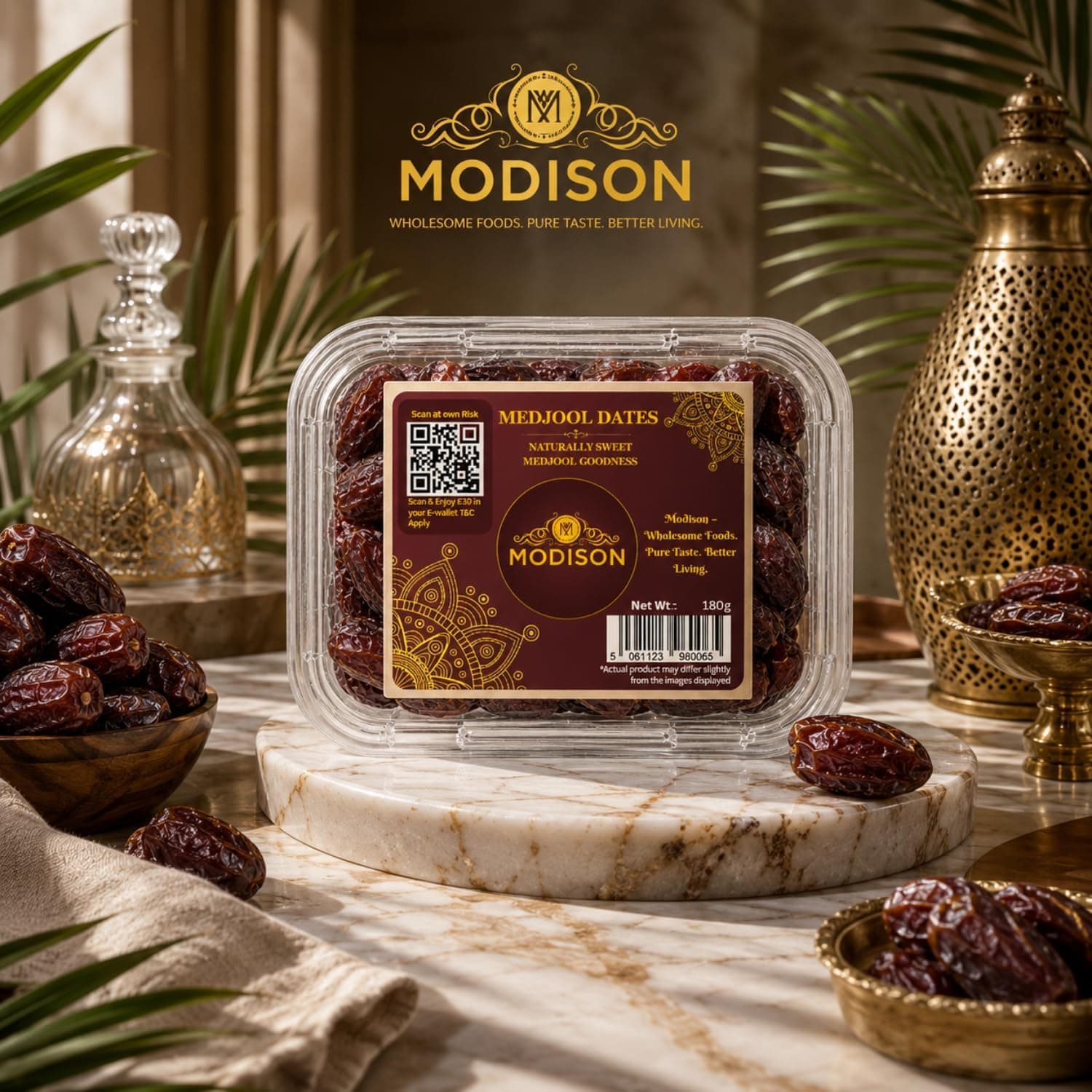 MODISON Medjool Dates Indian Dry Fruit Jumbo Khajoor Natural 180g by Modison, view 7
