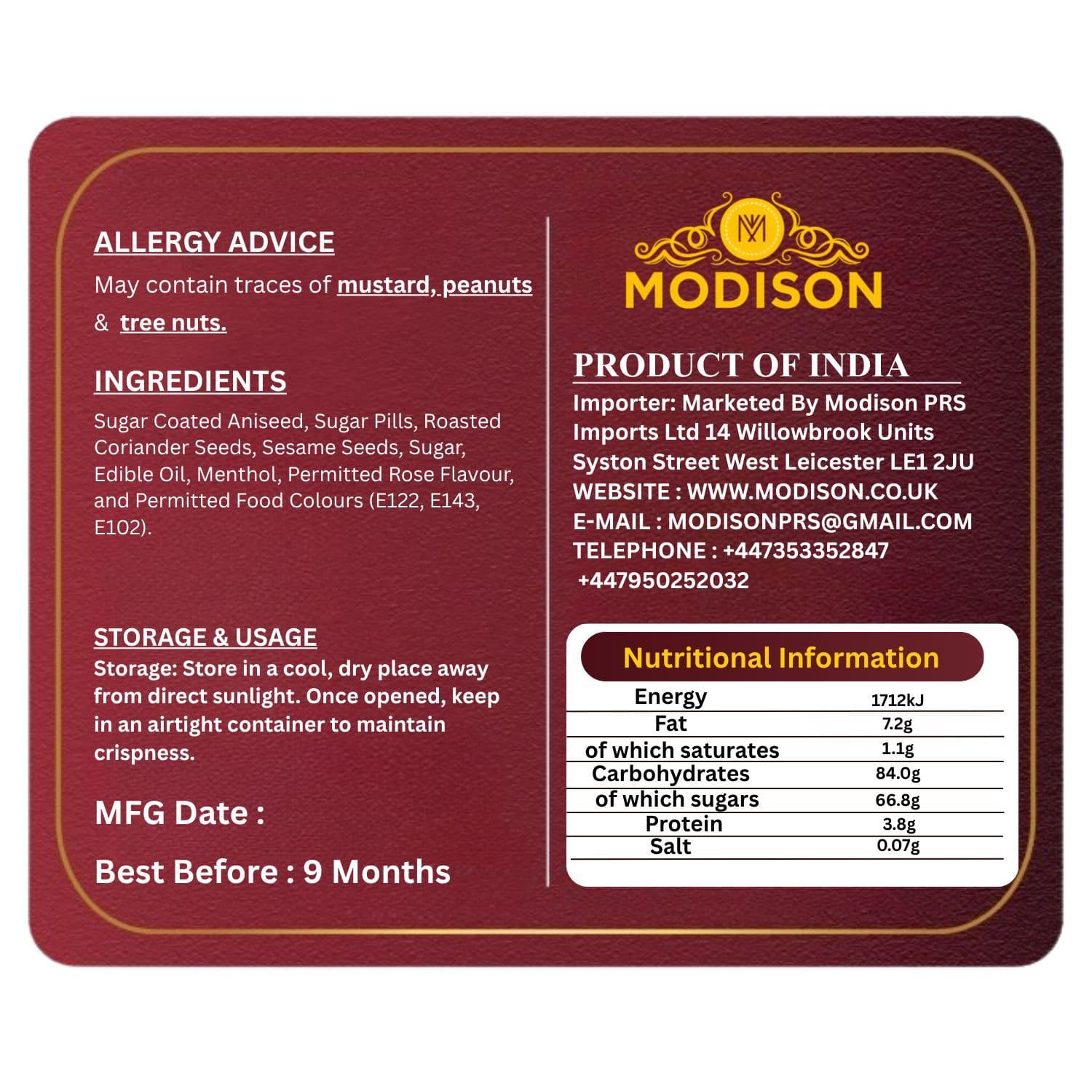 MODISON Mukhwas Mix Indian Mouth Freshener Rose Flavoured 100g by Modison, view 9