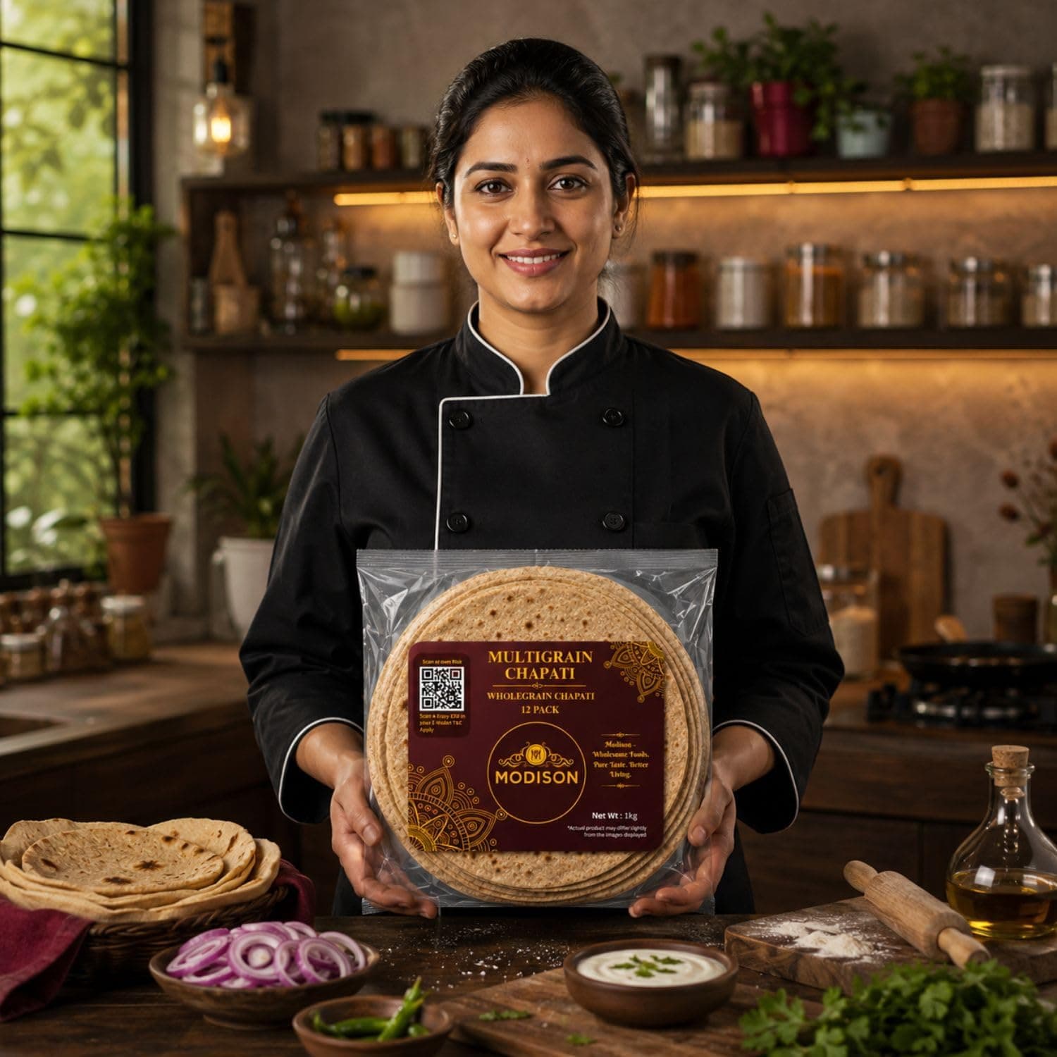 MODISON Multigrain Chapati 12 Pcs Frozen Indian Flatbread 1kg by Modison, view 6