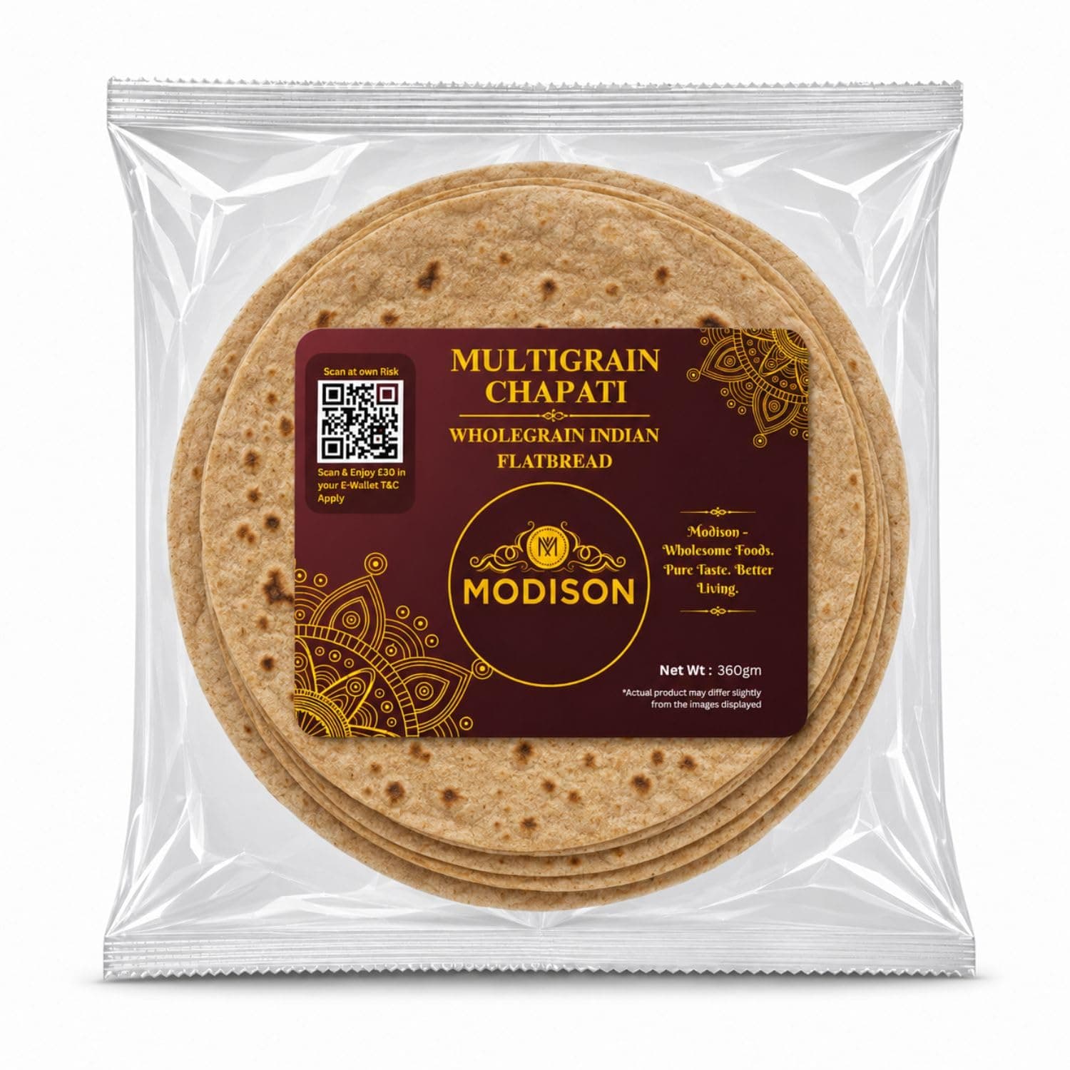 MODISON Multigrain Chapati Traditional Indian Flatbread Frozen 360g by Modison, view 1