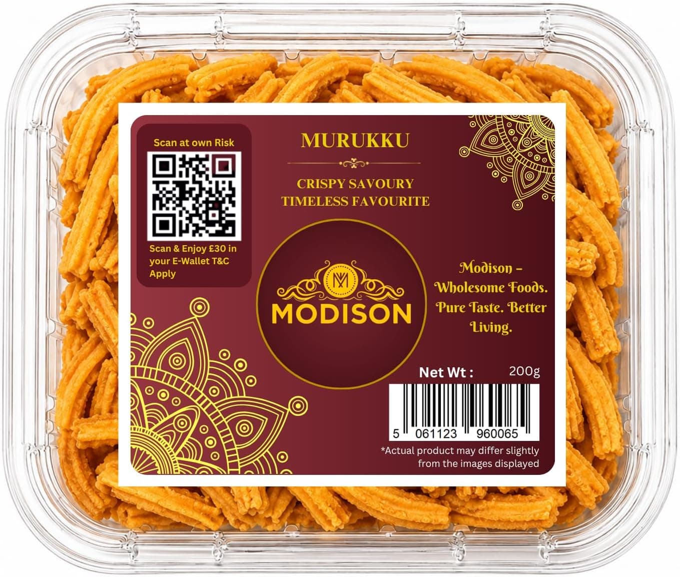MODISON Murukku Indian Namkeen Snack Crispy Traditional 200g by Modison, view 1