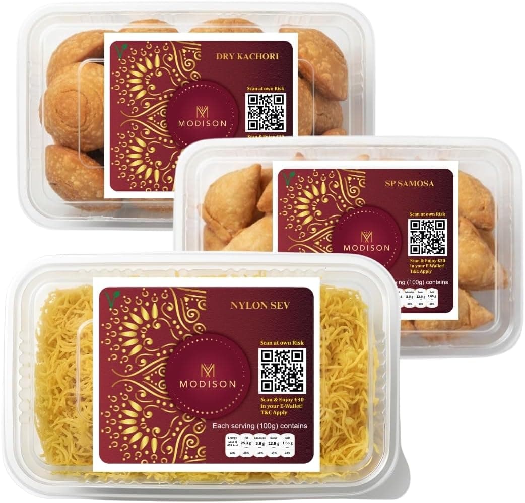 MODISON Namkeen Combo Indian Snacks 540g Party Mix 3 Pack by Modison, view 1