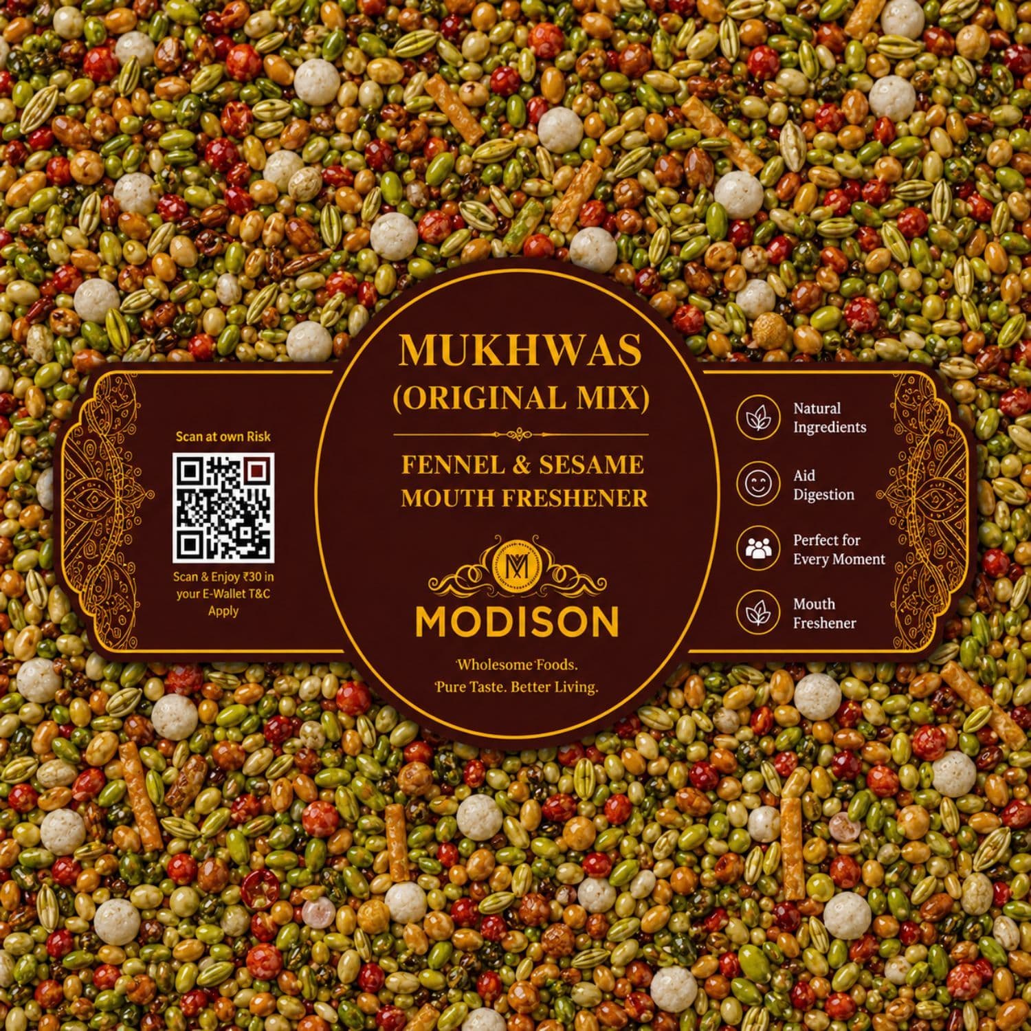 MODISON Original Mix Indian Mouth Freshener Crunchy Saunf 100g by Modison, view 6