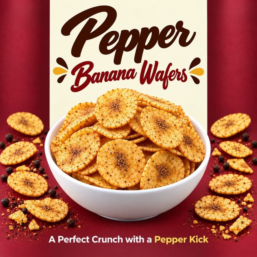 MODISON Pepper Banana Wafers Indian Snacks Black Pepper Crispy 180g