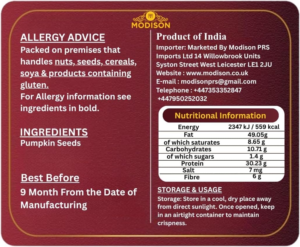 MODISON Pumpkin Seeds Superfoods Natural Pepitas Protein Fibre 400g by Modison, view 9