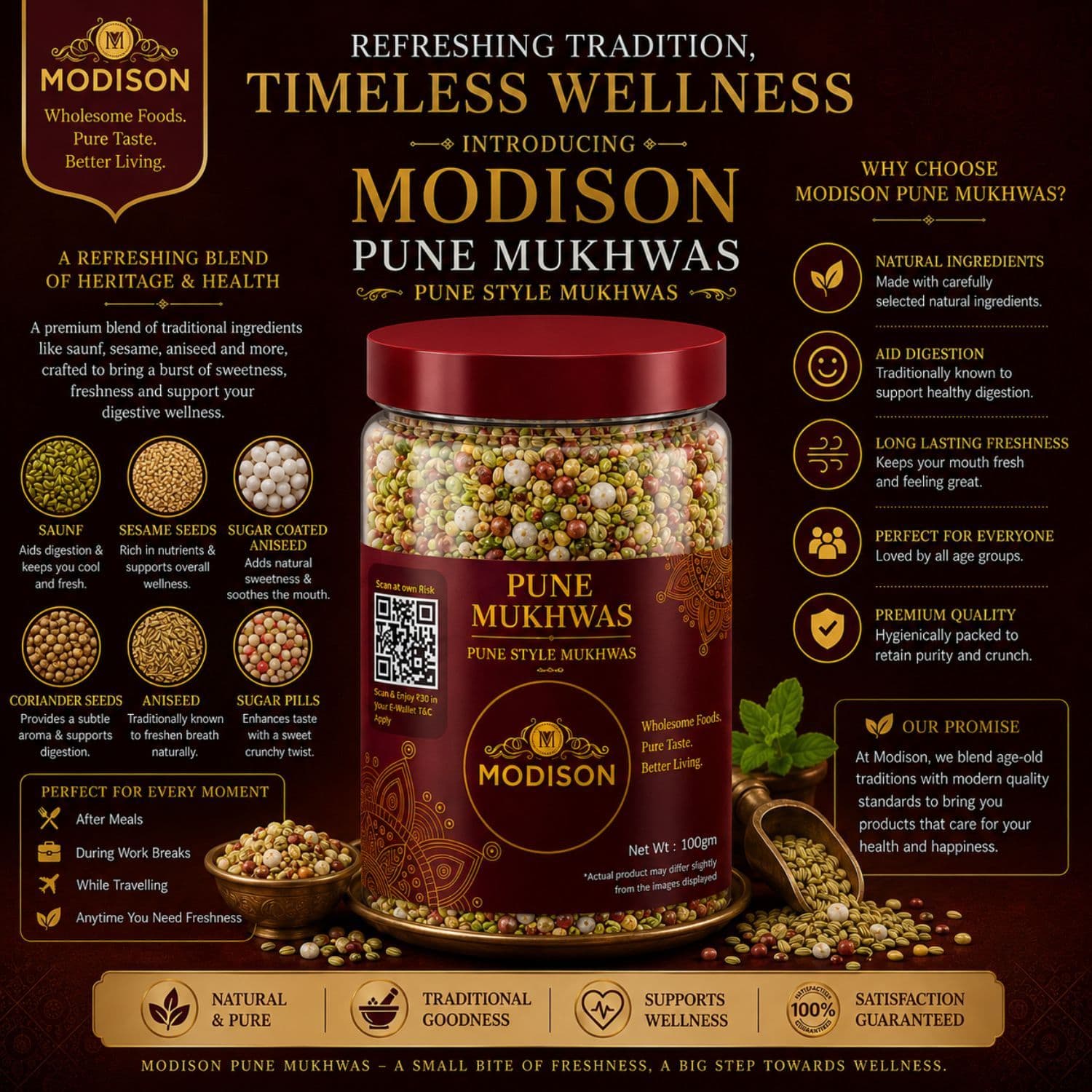 MODISON Pune Mukhwas Indian Mouth Freshener Fennel Coriander 100g by Modison, view 4