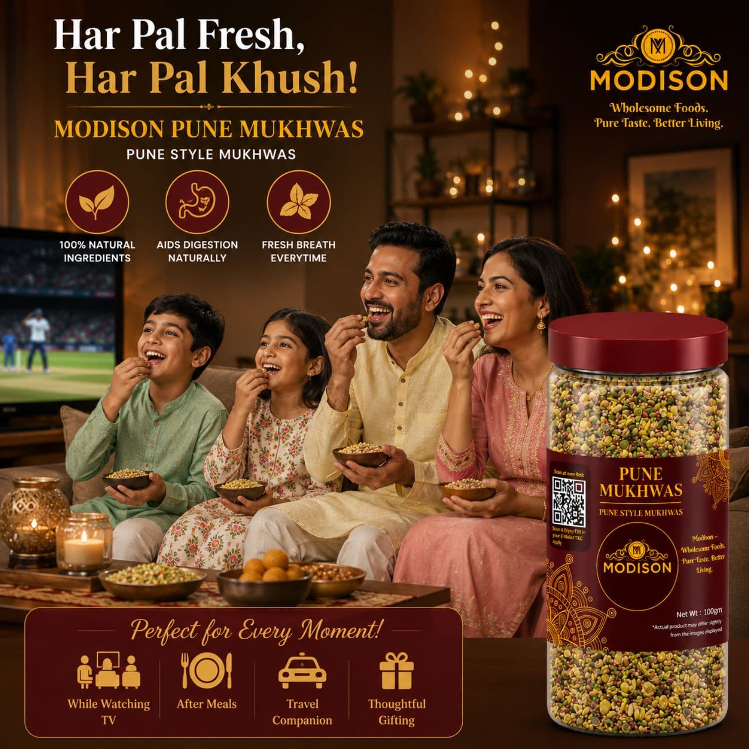 MODISON Pune Mukhwas Indian Mouth Freshener Fennel Coriander 100g by Modison, view 5