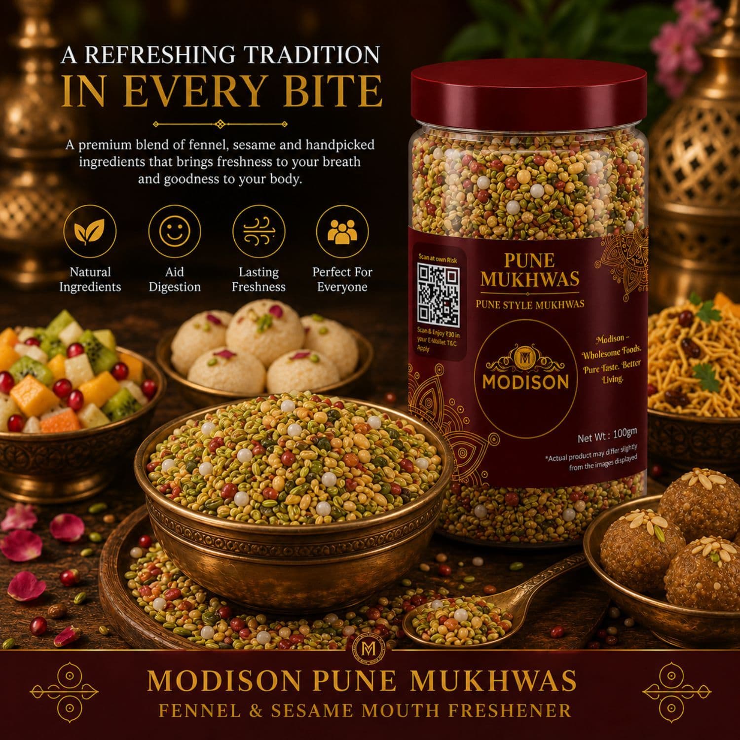 MODISON Pune Mukhwas Indian Mouth Freshener Fennel Coriander 100g by Modison, view 7