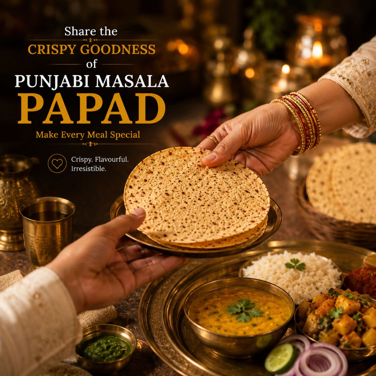 MODISON Punjabi Masala Indian Papad Spicy Lentil Wafer 200g by Modison, view 7
