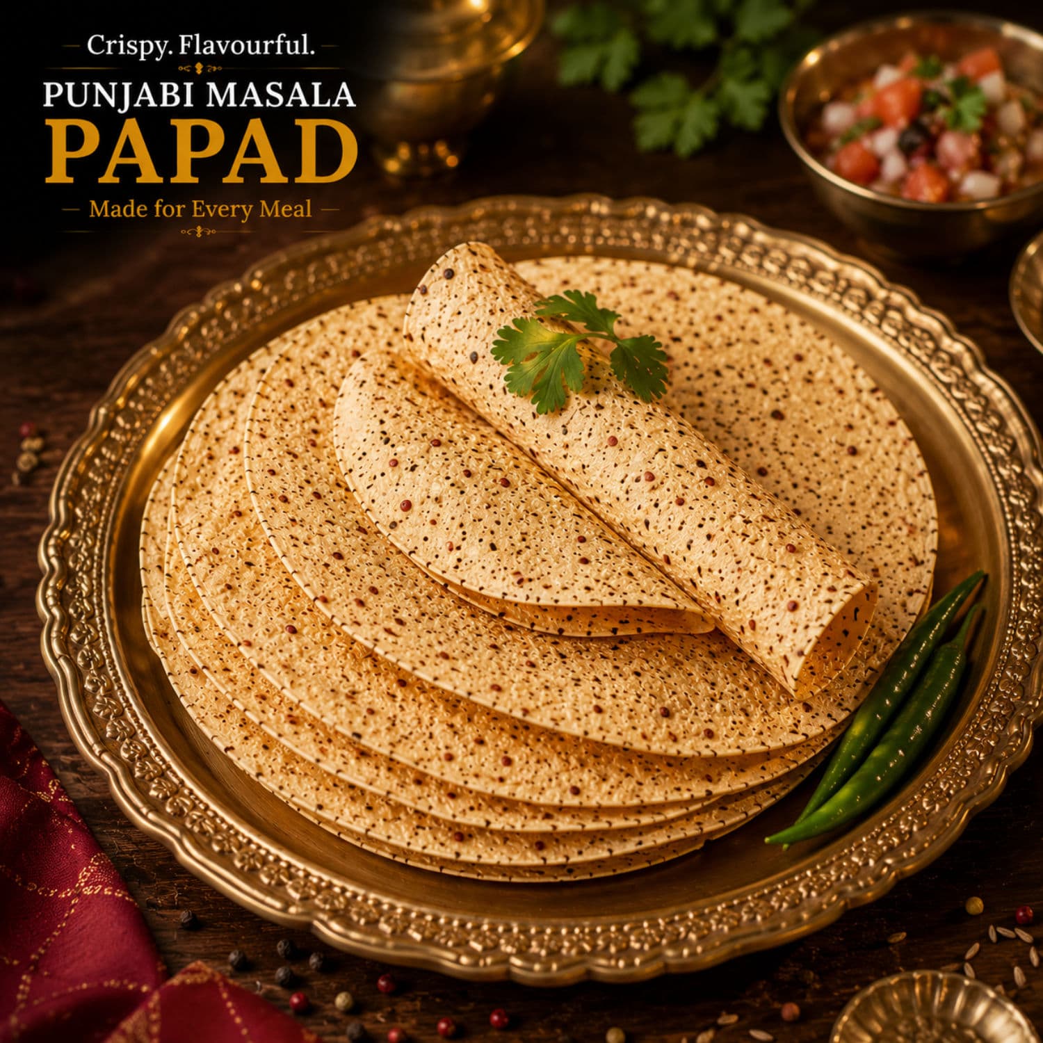 MODISON Punjabi Masala Indian Papad Spicy Lentil Wafer 200g by Modison, view 8