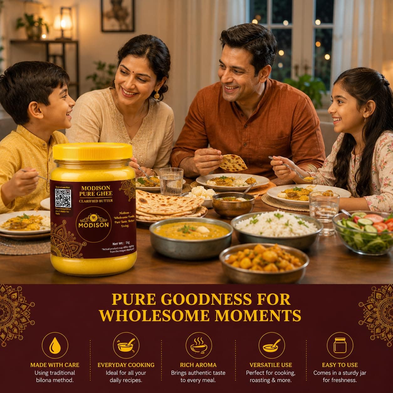 MODISON Pure Ghee Clarified Butter Pure Milk Fat 1kg by Modison, view 7