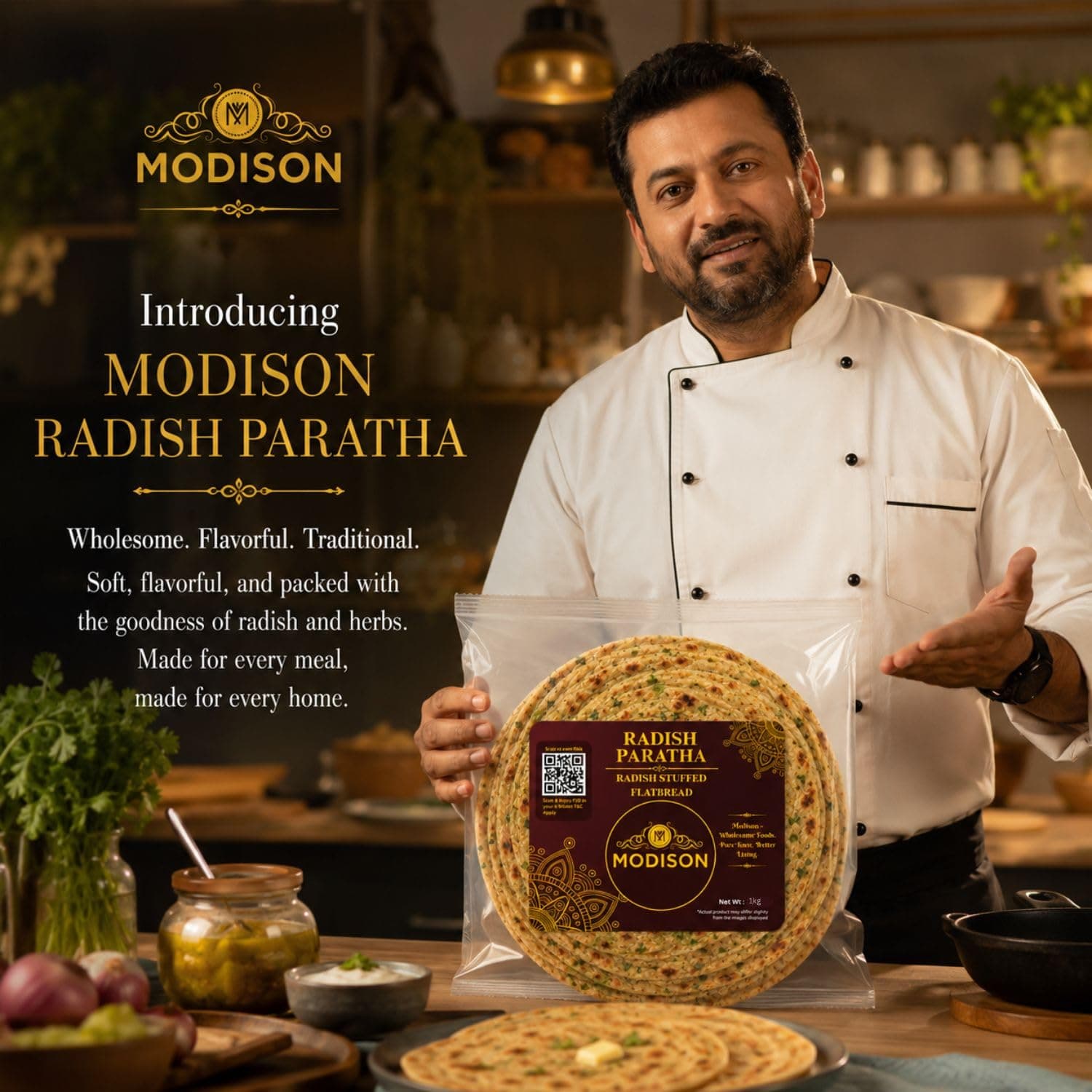 MODISON Radish Paratha Traditional Indian Flatbread Frozen 360g by Modison, view 5