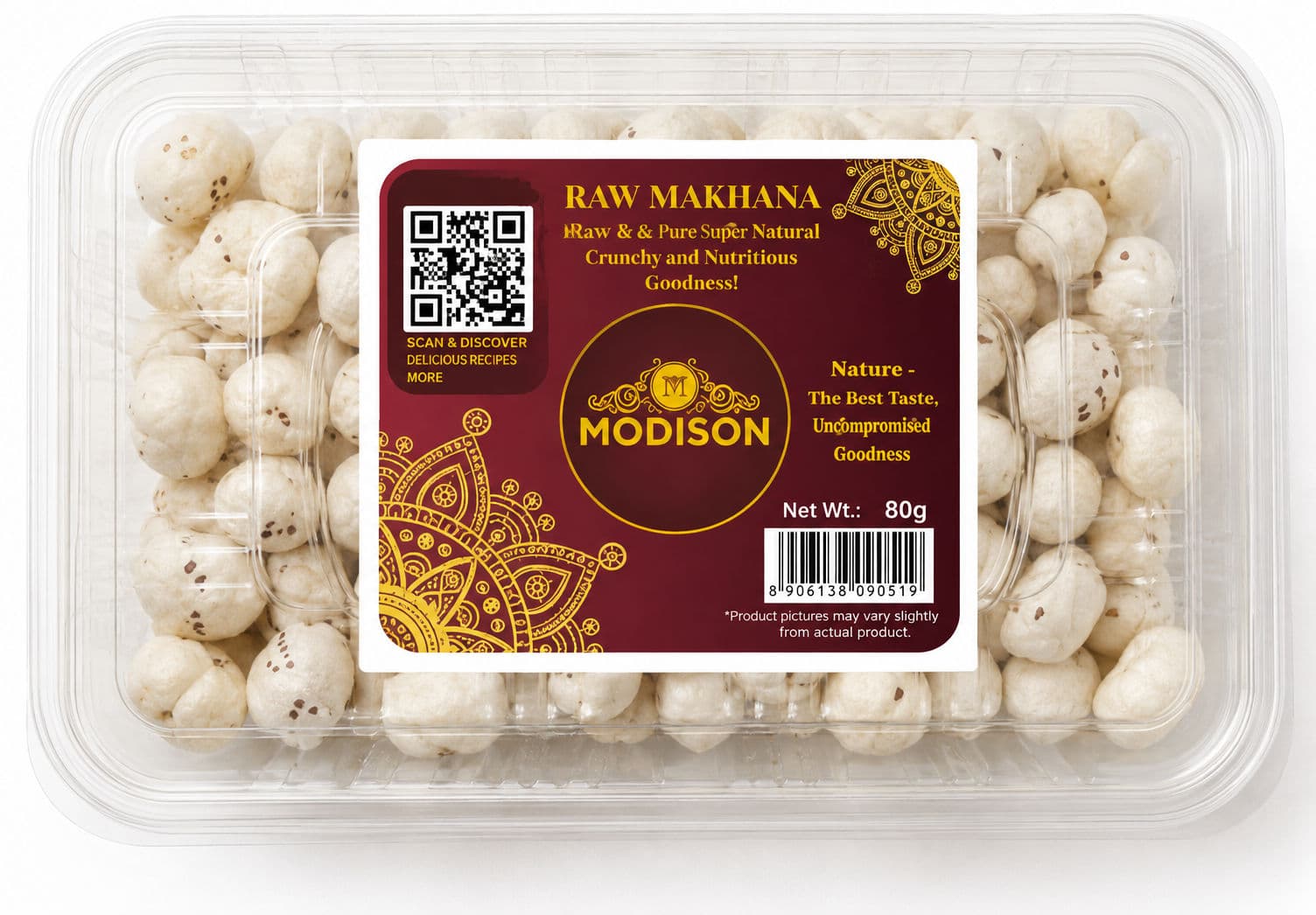 MODISON Raw Makhana Healthy Snacks Natural Fox Nuts 80g
