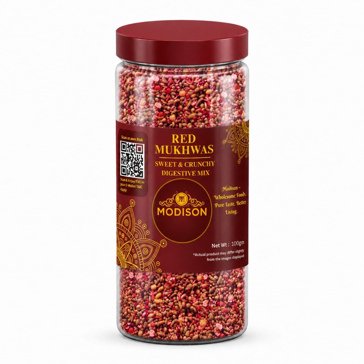 MODISON Red Mukhwas Indian Mouth Freshener Aniseed Coriander 100g by Modison, view 1