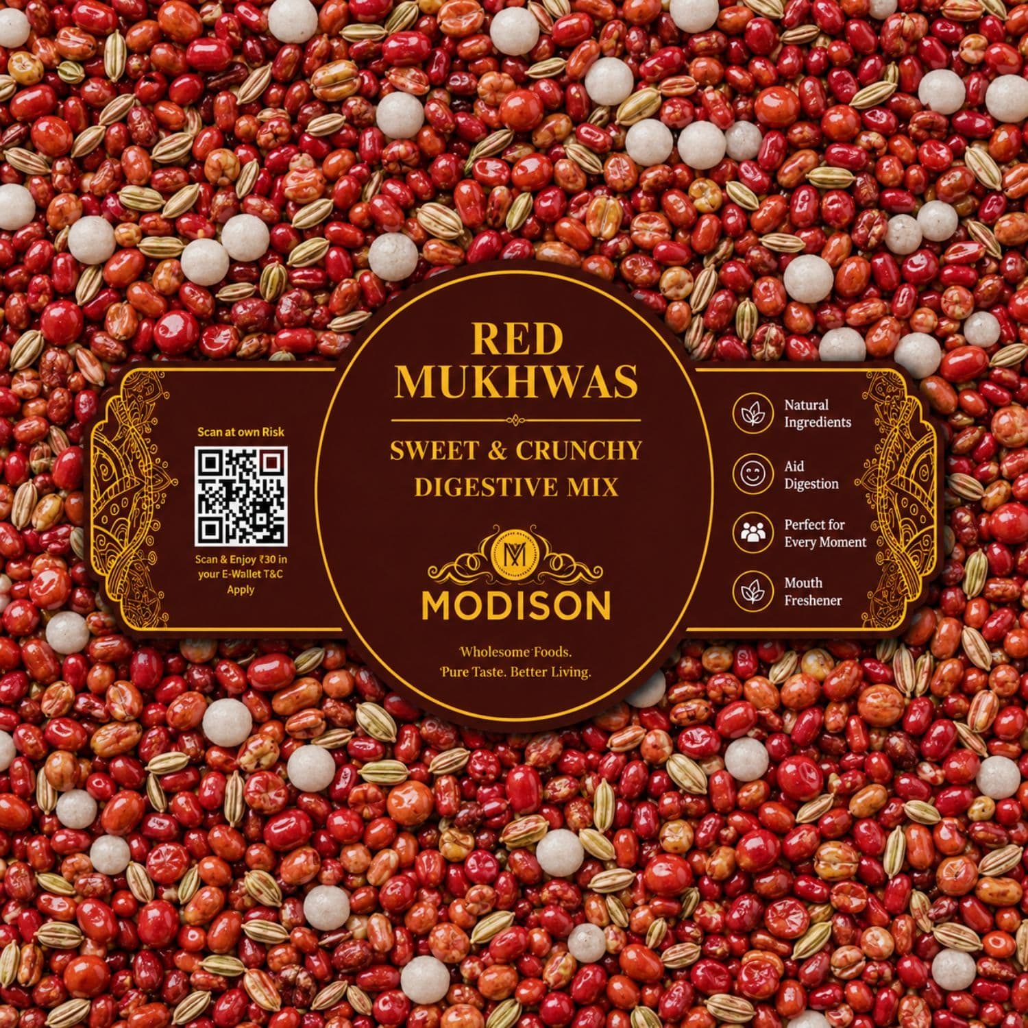 MODISON Red Mukhwas Indian Mouth Freshener Aniseed Coriander 100g by Modison, view 6
