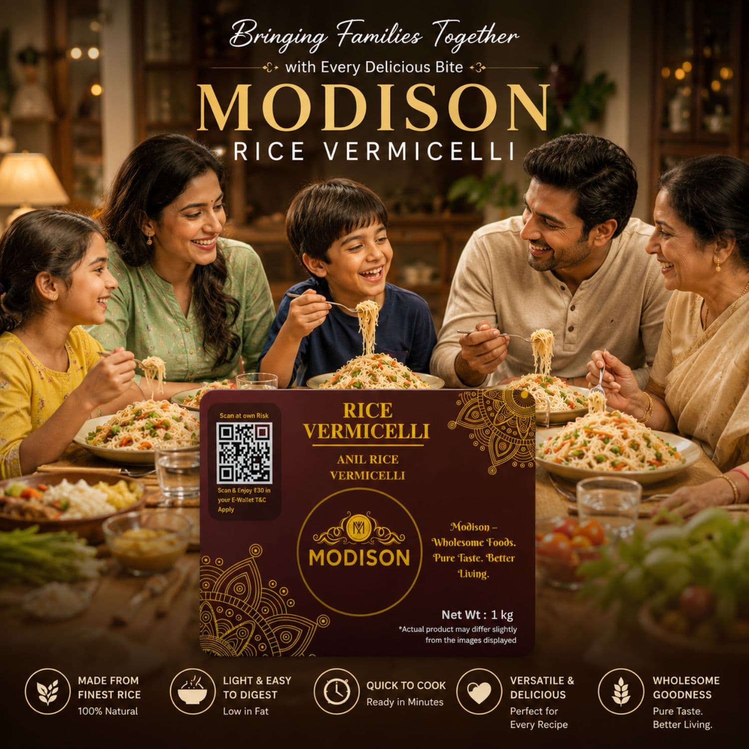 MODISON Rice Vermicelli Rice Noodles Ready to Cook 1kg by Modison, view 6