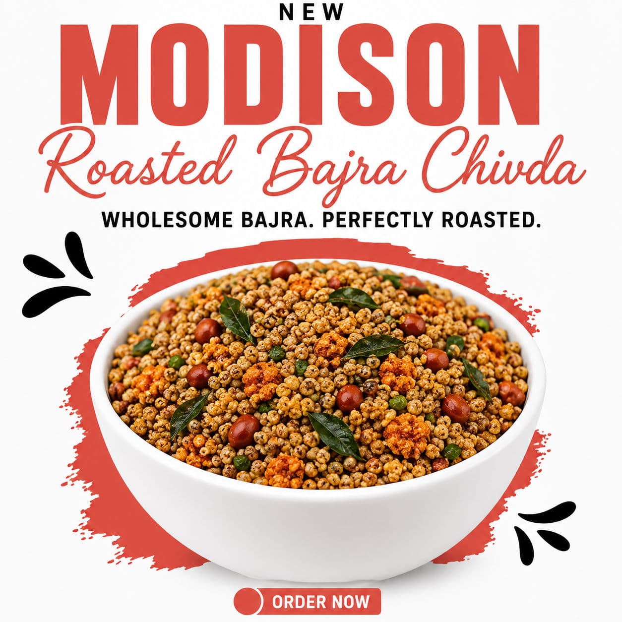 MODISON Roasted Bajra Chivda Indian Namkeen Crunchy Millet 180g
