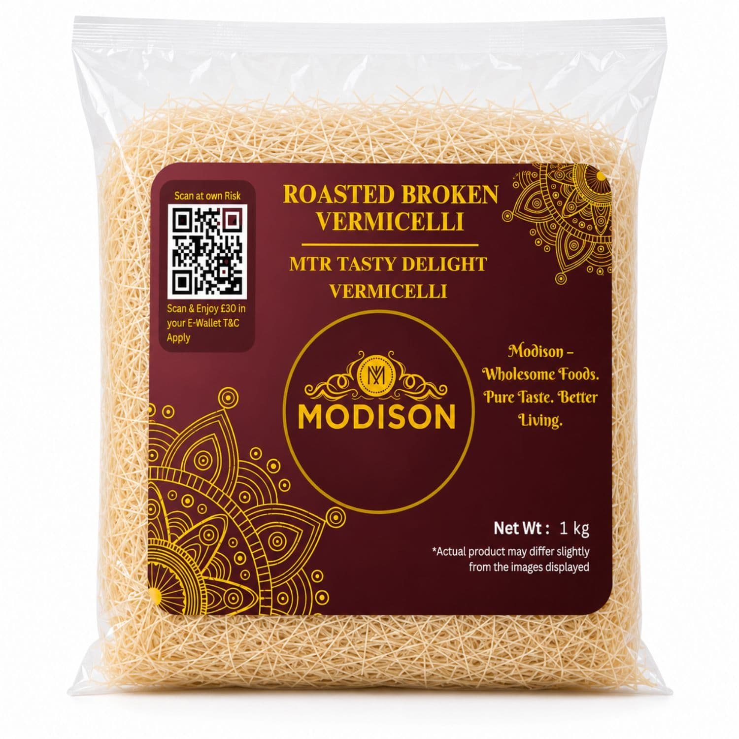 MODISON Roasted Broken Vermicelli, Wheat Semolina Sevai, 1 kg by Modison