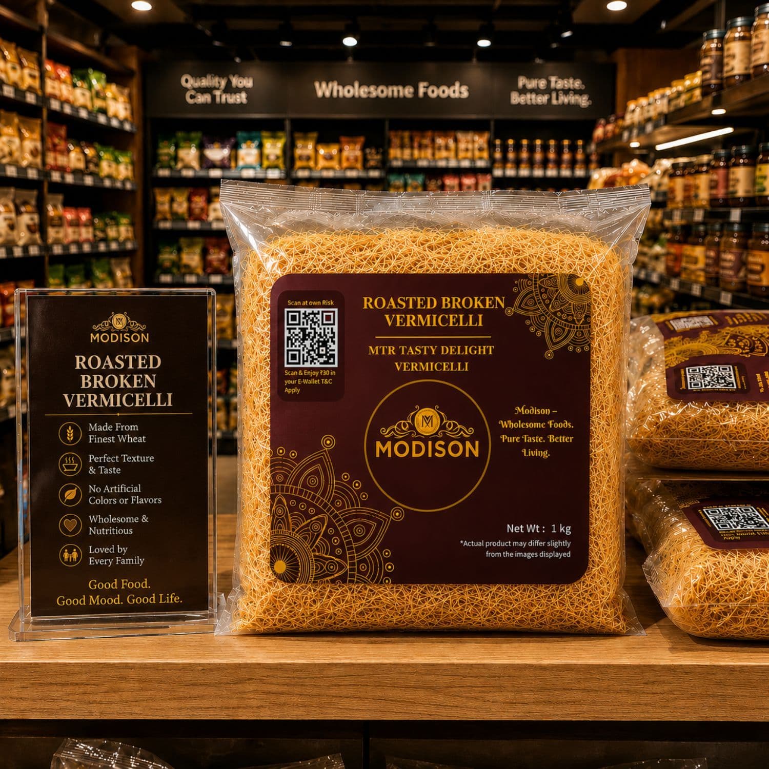 MODISON Roasted Broken Vermicelli, Wheat Semolina Sevai, 1 kg by Modison, view 3