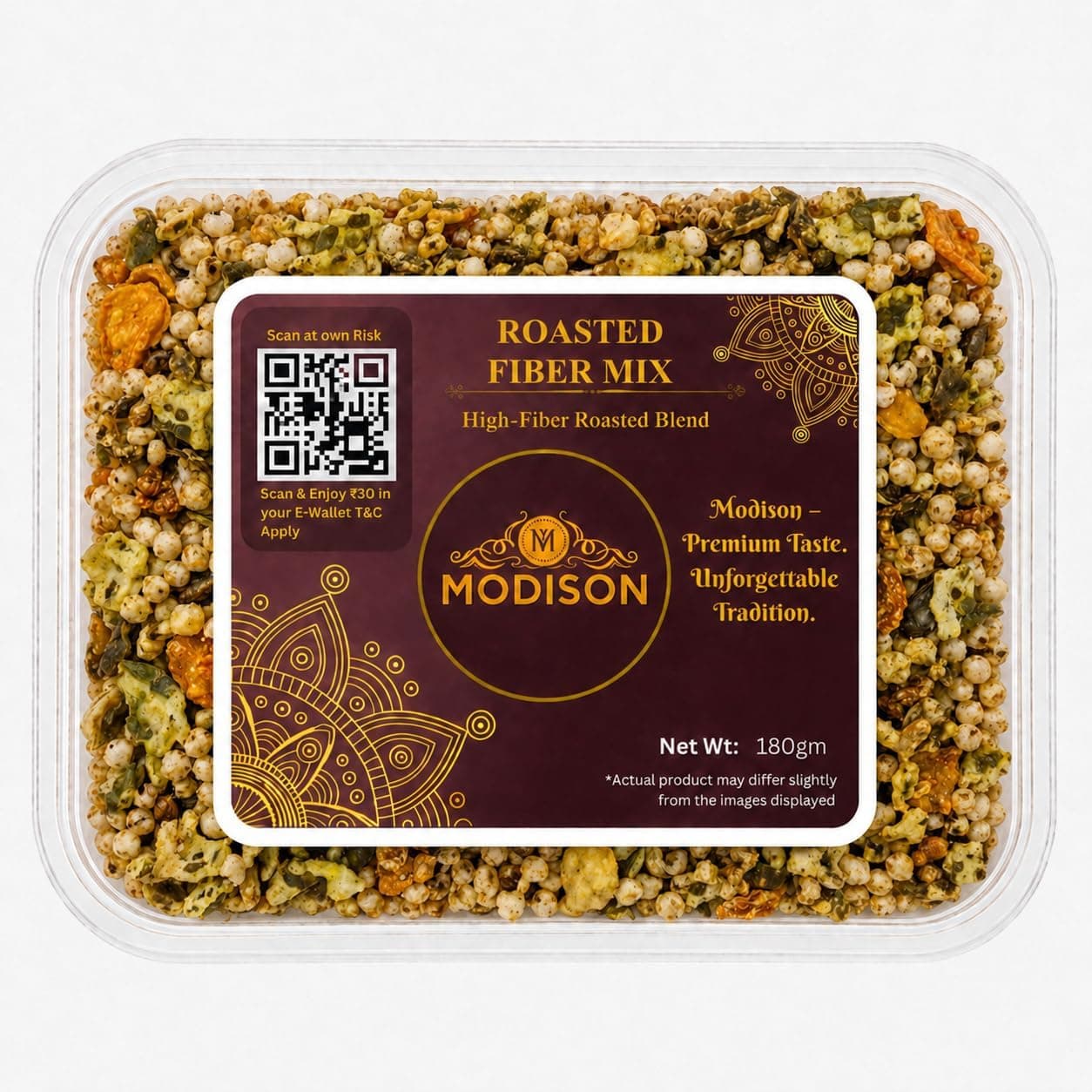 MODISON Roasted Fiber Mix Indian Namkeen Crunchy Millet Sorghum 180g by Modison, view 1