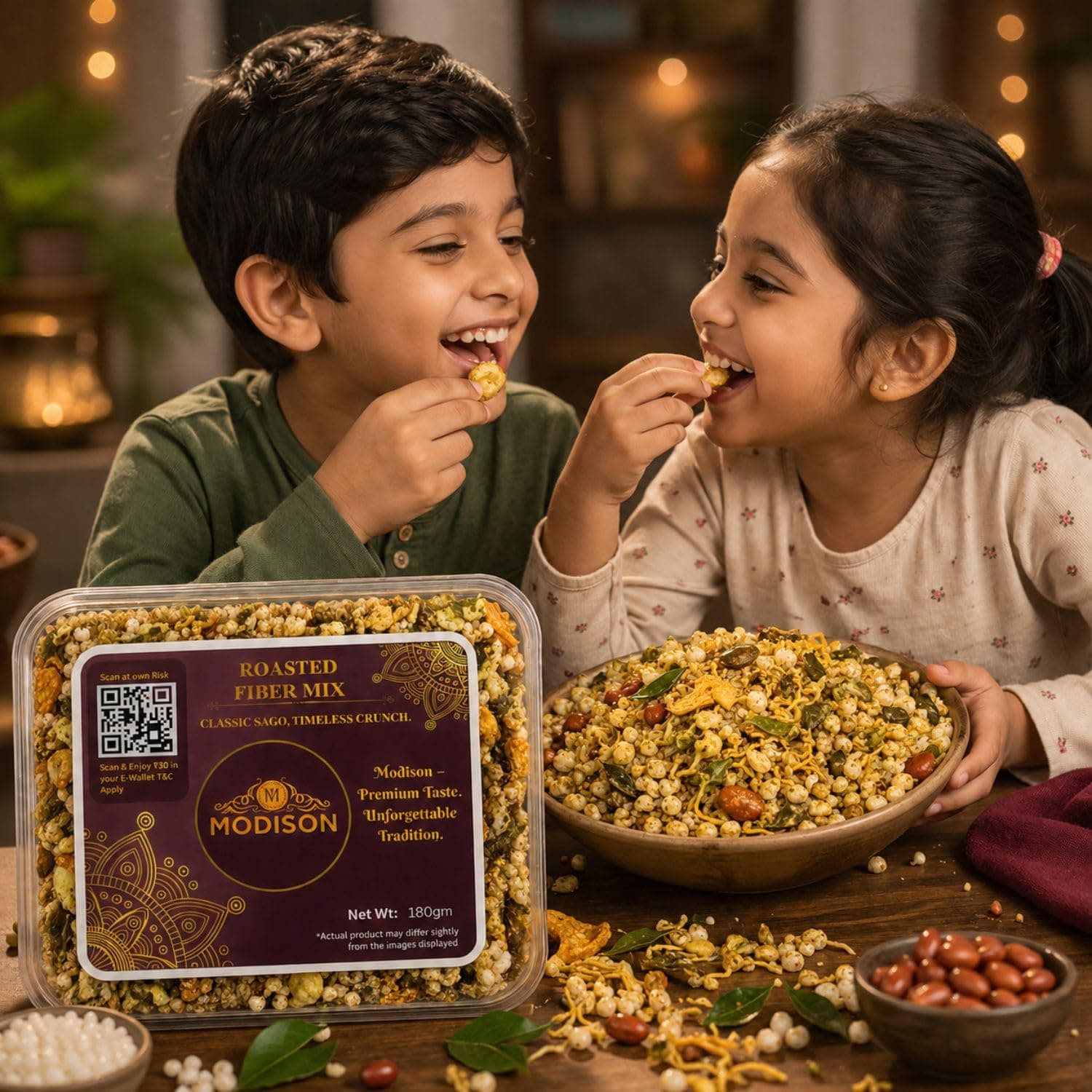 MODISON Roasted Fiber Mix Indian Namkeen Crunchy Millet Sorghum 180g by Modison, view 2
