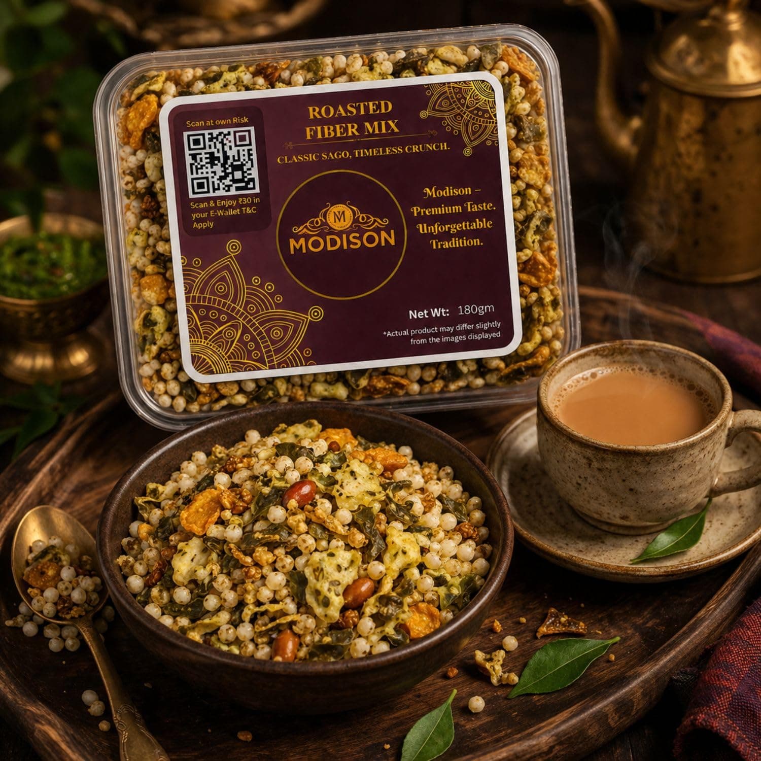 MODISON Roasted Fiber Mix Indian Namkeen Crunchy Millet Sorghum 180g by Modison, view 7