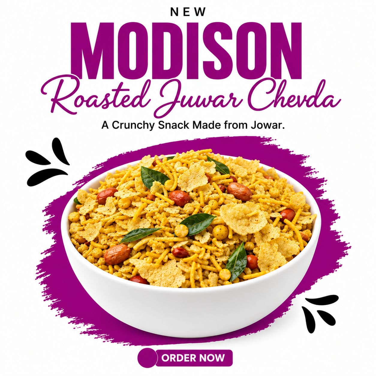 MODISON Roasted Juwar Chevda Indian Namkeen Crunchy Sorghum 180g