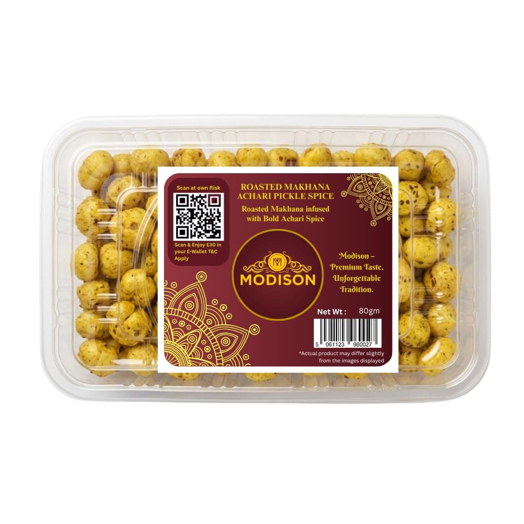MODISON Roasted Makhana Healthy Snacks Achari Pickle Spice 80g by Modison, view 1