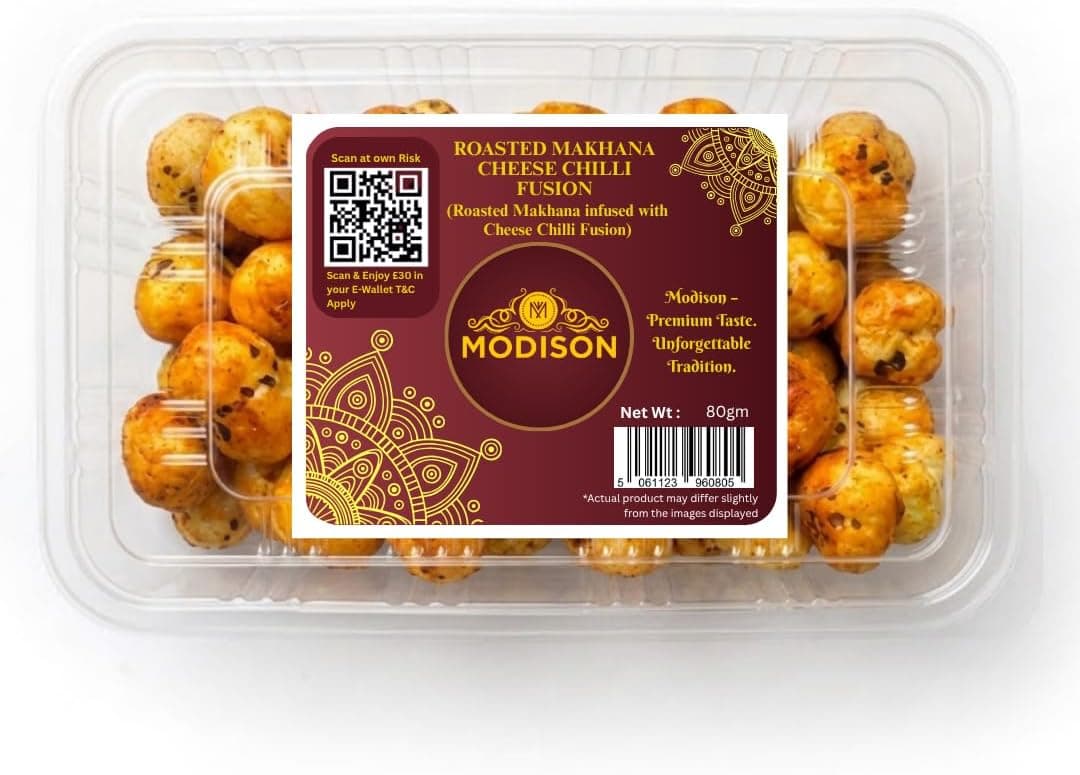 MODISON Roasted Makhana Healthy Snacks Cheese Chilli Fusion 80g by Modison, view 1