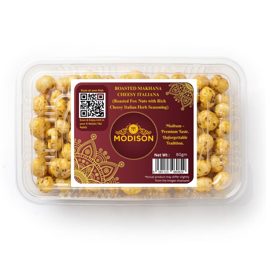 MODISON Roasted Makhana Healthy Snacks Cheesy Italiana 80g by Modison, view 1